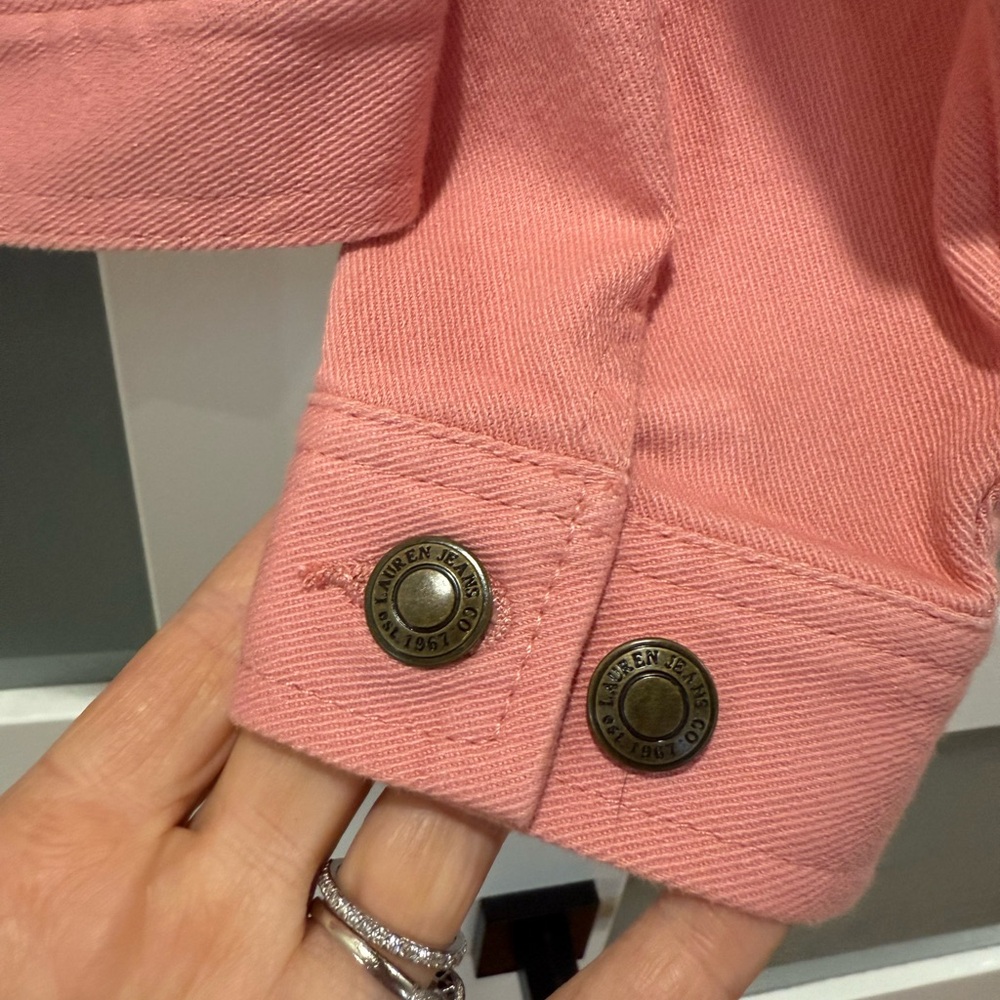 Lauren Ralph Lauren Pink Coral Jean Jacket size Medium - Picture 5 of 7